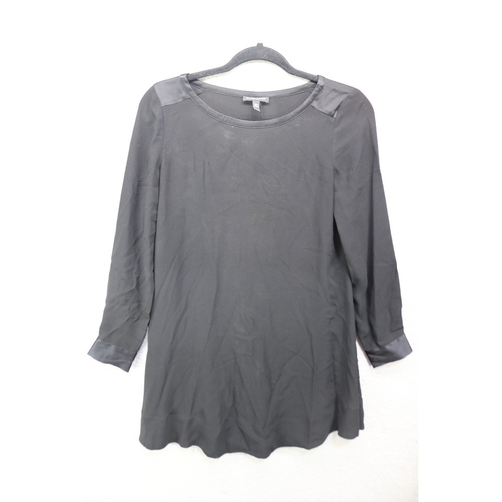 Eileen Fisher Black Long Sleeve 100% Silk Tunic-Petite/Tall-Minimalist-Luxury